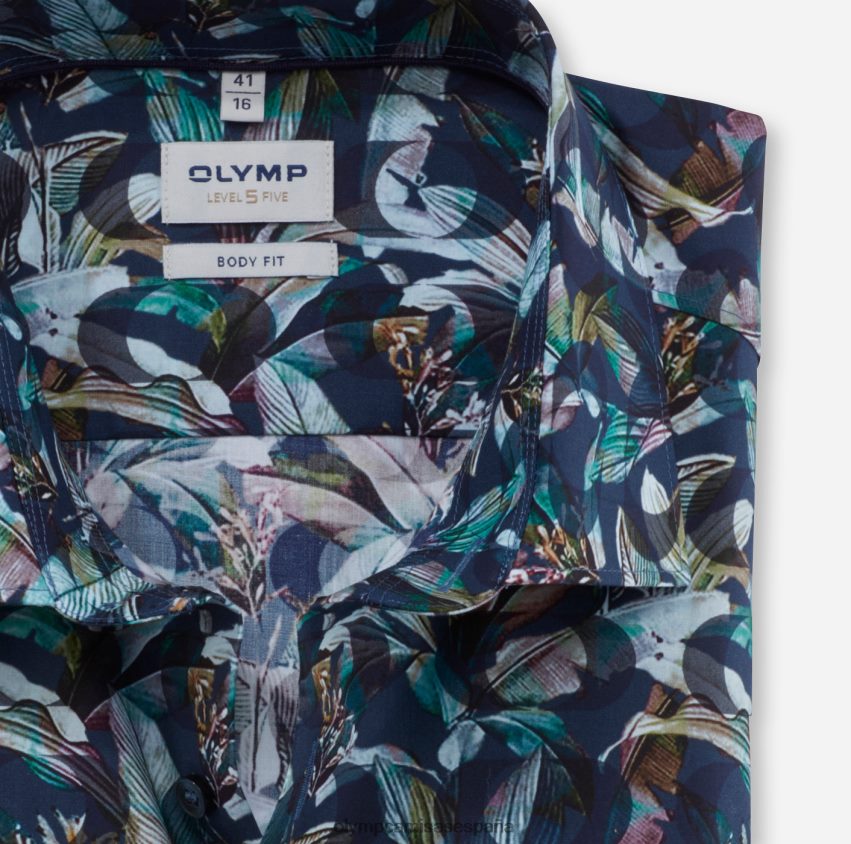ropa OLYMP ajuste corporal de nivel cinco, camisa de negocios, nueva york kent, marina 8N2F374