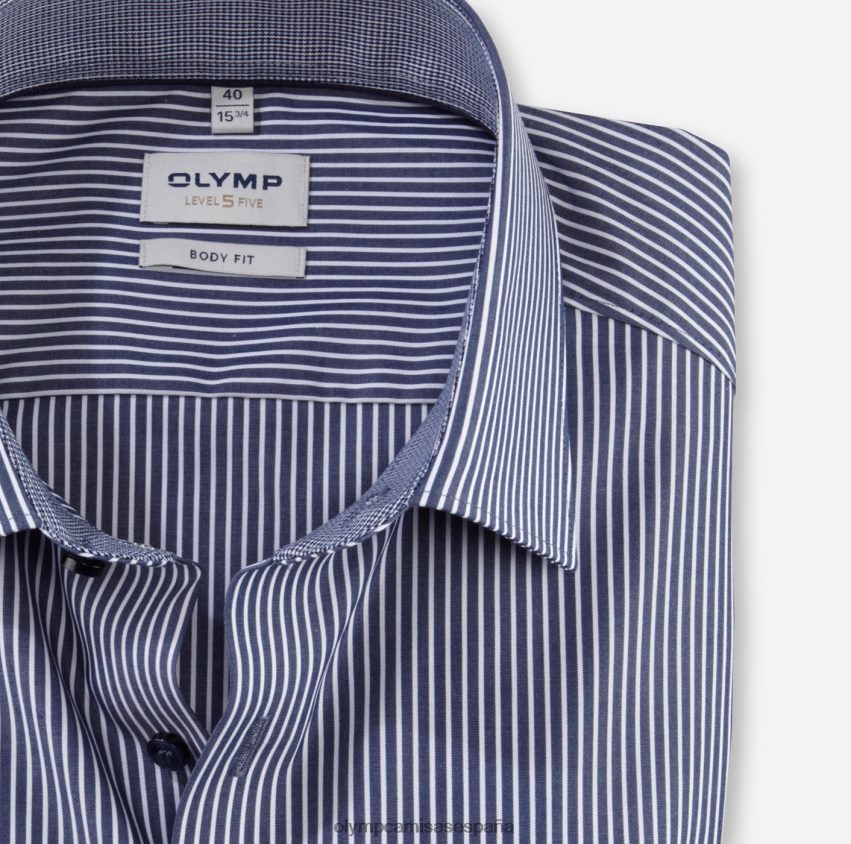 ropa OLYMP ajuste corporal de nivel cinco, camisa de negocios, nueva york kent, marina 8N2F549