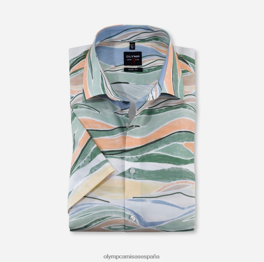 ropa OLYMP ajuste corporal de nivel cinco, camisa de negocios, nueva york kent, verde 8N2F682