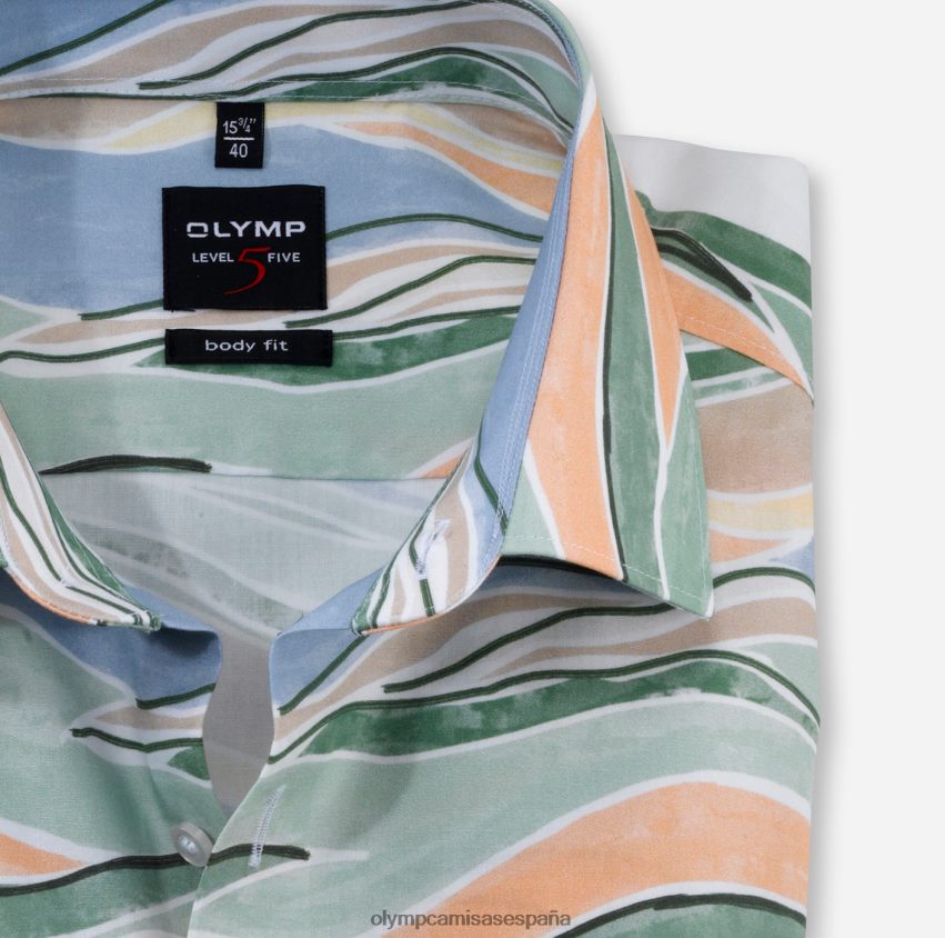 ropa OLYMP ajuste corporal de nivel cinco, camisa de negocios, nueva york kent, verde 8N2F682