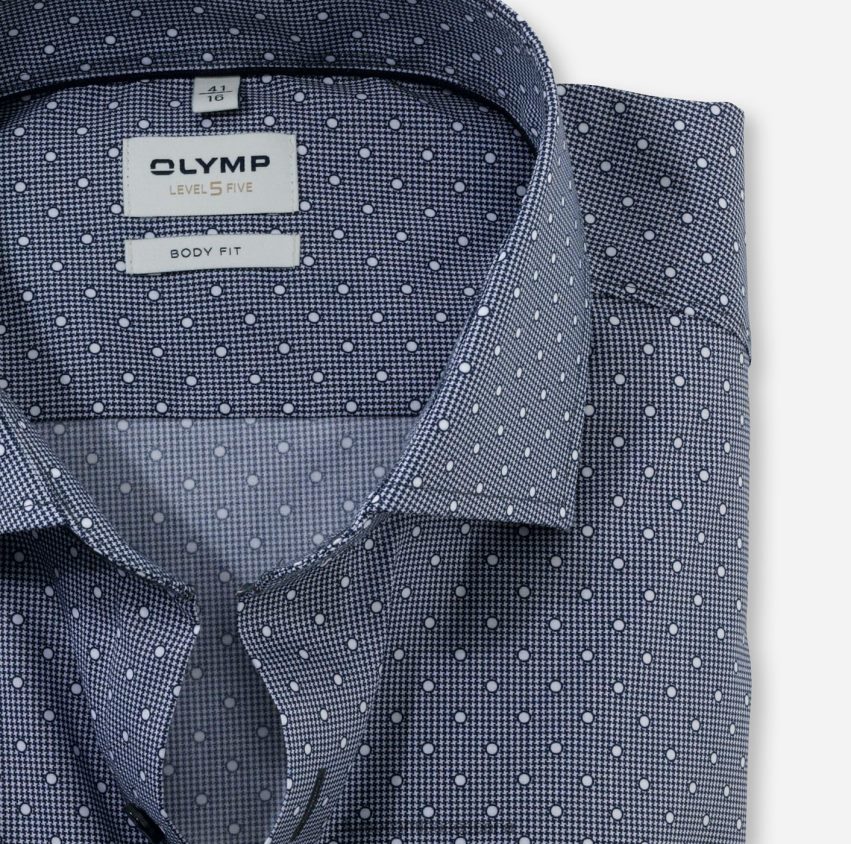 ropa OLYMP ajuste corporal de nivel cinco, camisa de negocios, royal kent, marina 8N2F498