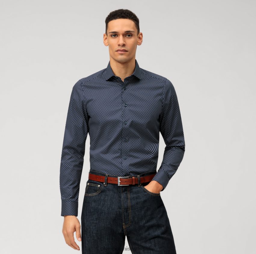 ropa OLYMP ajuste corporal de nivel cinco, camisa de negocios, royal kent, marina 8N2F636