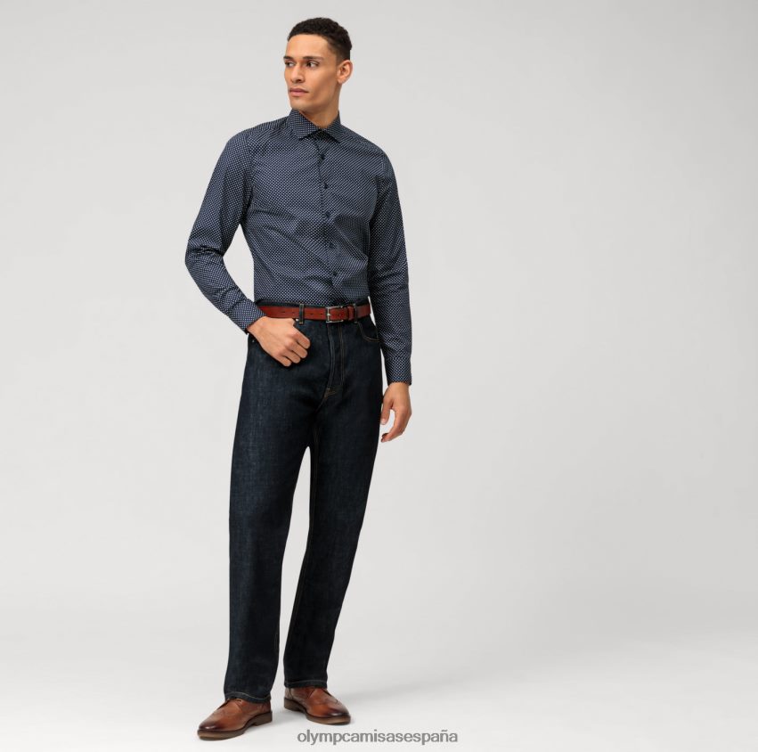 ropa OLYMP ajuste corporal de nivel cinco, camisa de negocios, royal kent, marina 8N2F636