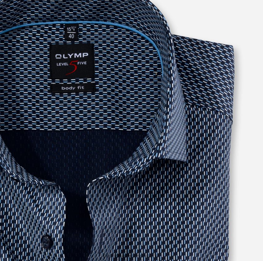 ropa OLYMP ajuste corporal de nivel cinco, camisa de negocios, royal kent, marina 8N2F813