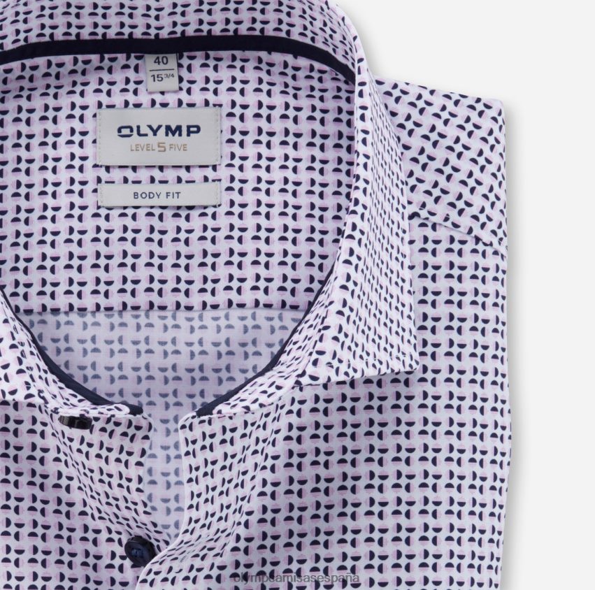 ropa OLYMP ajuste corporal de nivel cinco, camisa de negocios, royal kent, rosa 8N2F516
