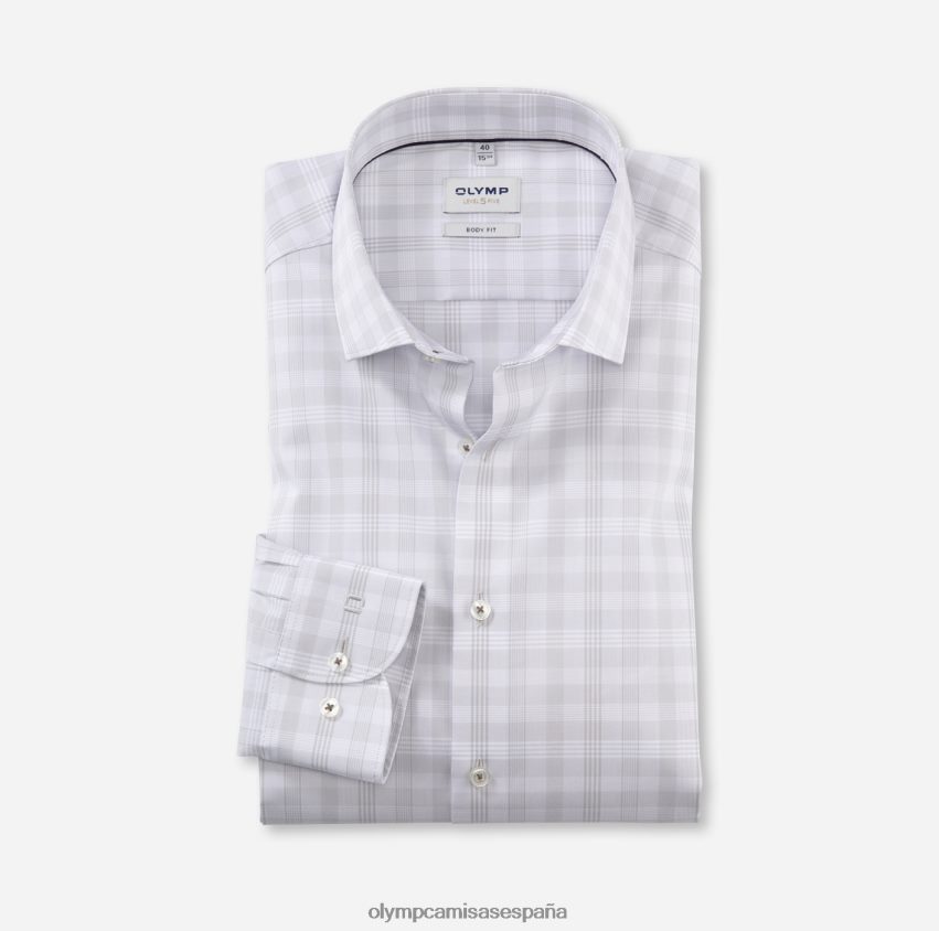 ropa OLYMP ajuste corporal nivel cinco, camisa business, kent moderno, gris claro 8N2F452