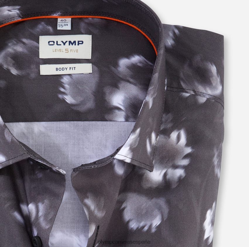 ropa OLYMP ajuste corporal nivel cinco, camisa business, kent moderno, negro 8N2F358