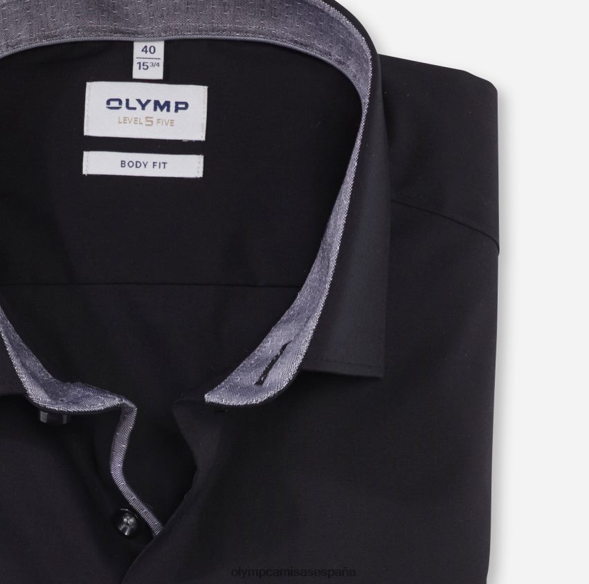 ropa OLYMP ajuste corporal nivel cinco, camisa business, kent moderno, negro 8N2F718