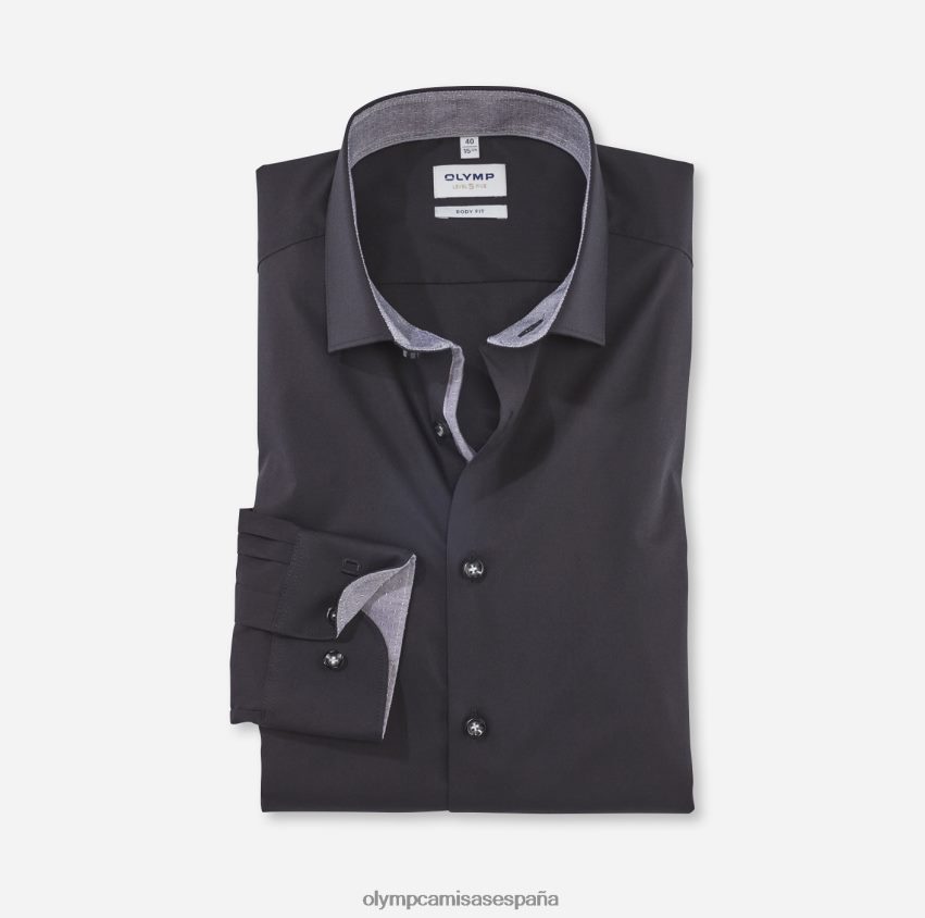 ropa OLYMP ajuste corporal nivel cinco, camisa business, kent moderno, negro 8N2F744