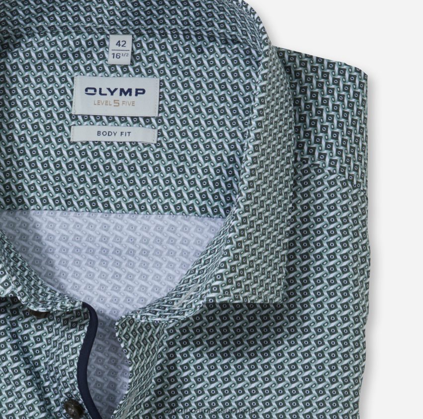 ropa OLYMP ajuste corporal nivel cinco, camisa business, kent moderno, oliva 8N2F571