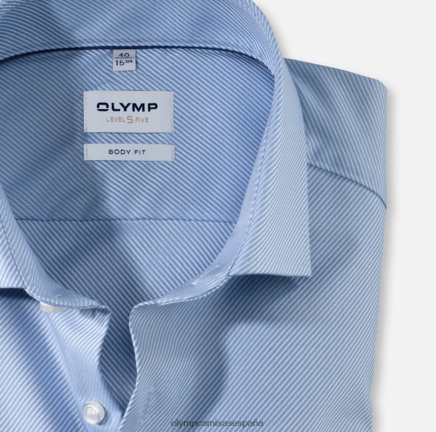 ropa OLYMP ajuste corporal nivel cinco, camisa business, manga larga extra larga, royal kent, azul 8N2F884