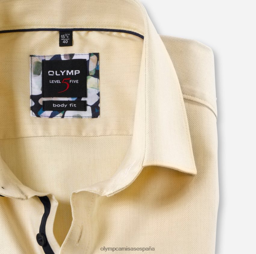 ropa OLYMP ajuste corporal nivel cinco, camisa de negocios, nueva york kent, amarillo 8N2F826