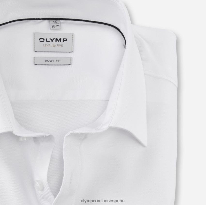 ropa OLYMP ajuste corporal nivel cinco, camisa de negocios, nueva york kent, blanco 8N2F543