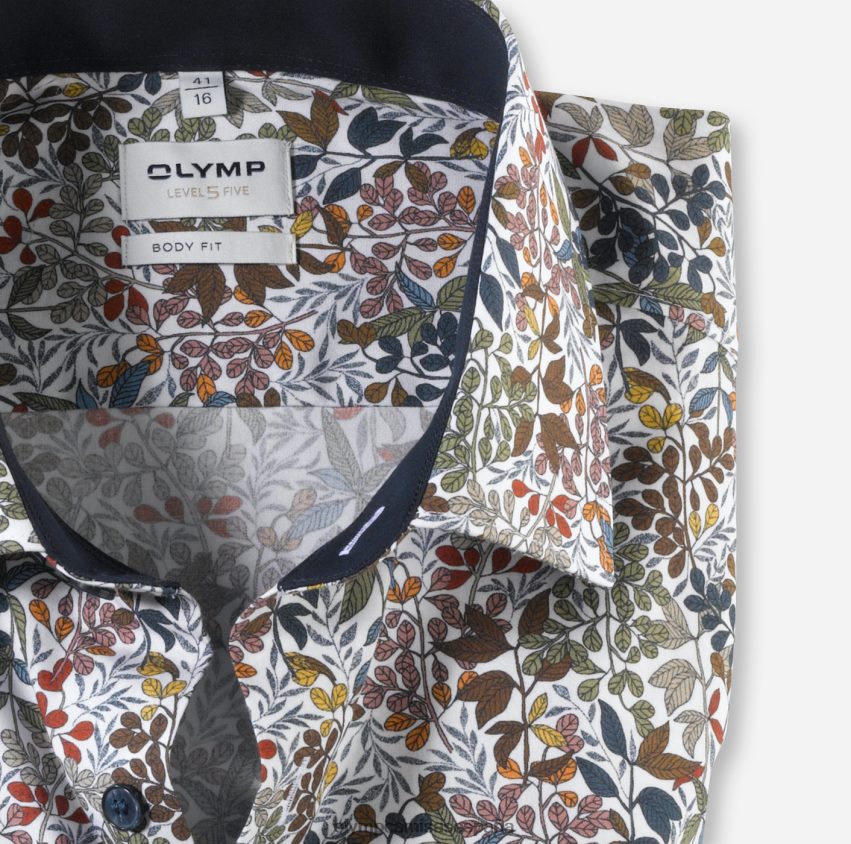 ropa OLYMP ajuste corporal nivel cinco, camisa de negocios, nueva york kent, blanco 8N2F771