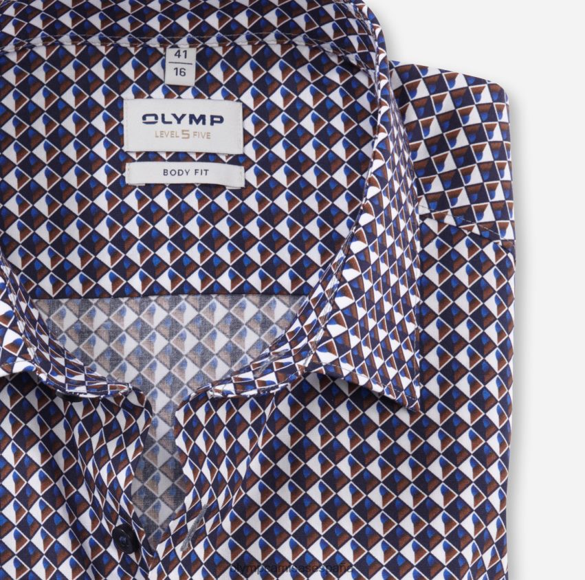 ropa OLYMP ajuste corporal nivel cinco, camisa de negocios, nueva york kent, marrón rojizo 8N2F535