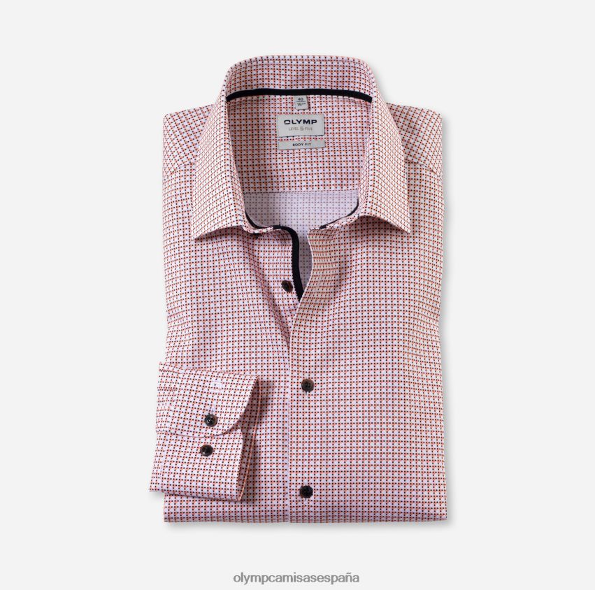 ropa OLYMP ajuste corporal nivel cinco, camisa de negocios, nueva york kent, naranja 8N2F603