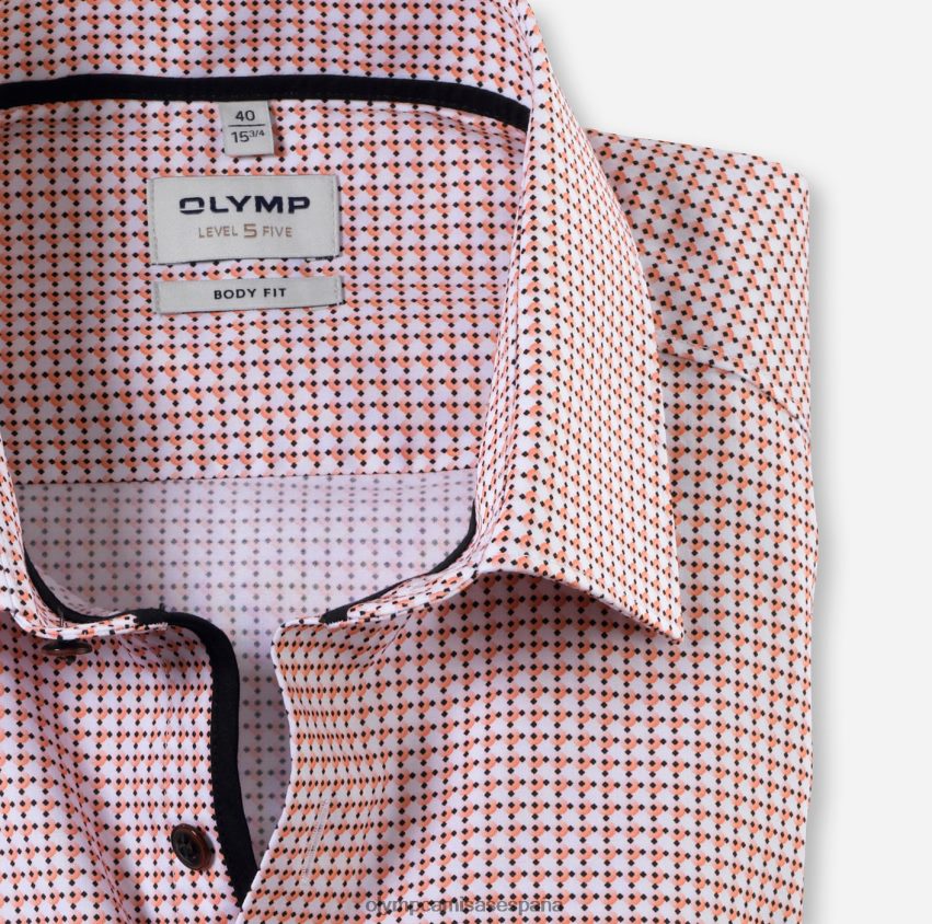 ropa OLYMP ajuste corporal nivel cinco, camisa de negocios, nueva york kent, naranja 8N2F603