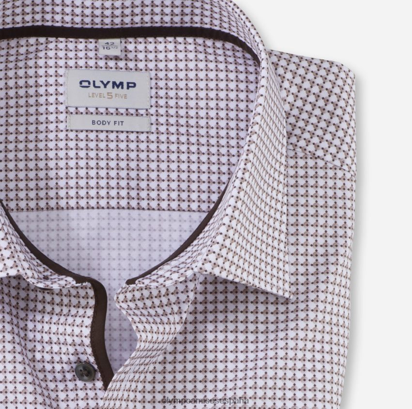 ropa OLYMP ajuste corporal nivel cinco, camisa de negocios, nueva york kent, natural 8N2F348