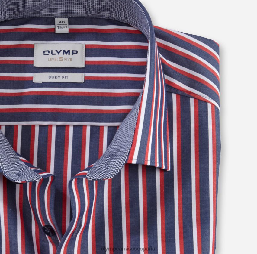 ropa OLYMP ajuste corporal nivel cinco, camisa de negocios, nueva york kent, rojo 8N2F661