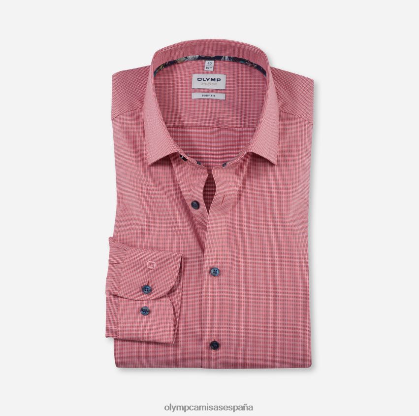 ropa OLYMP ajuste corporal nivel cinco, camisa de negocios, nueva york kent, rojo 8N2F715