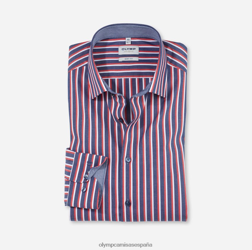 ropa OLYMP ajuste corporal nivel cinco, camisa de negocios, nueva york kent, rojo 8N2F787