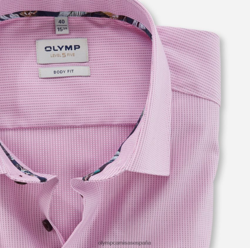 ropa OLYMP ajuste corporal nivel cinco, camisa de negocios, nueva york kent, rosa 8N2F370