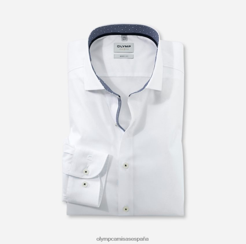 ropa OLYMP ajuste corporal nivel cinco, camisa de negocios, royal kent, blanco 8N2F382