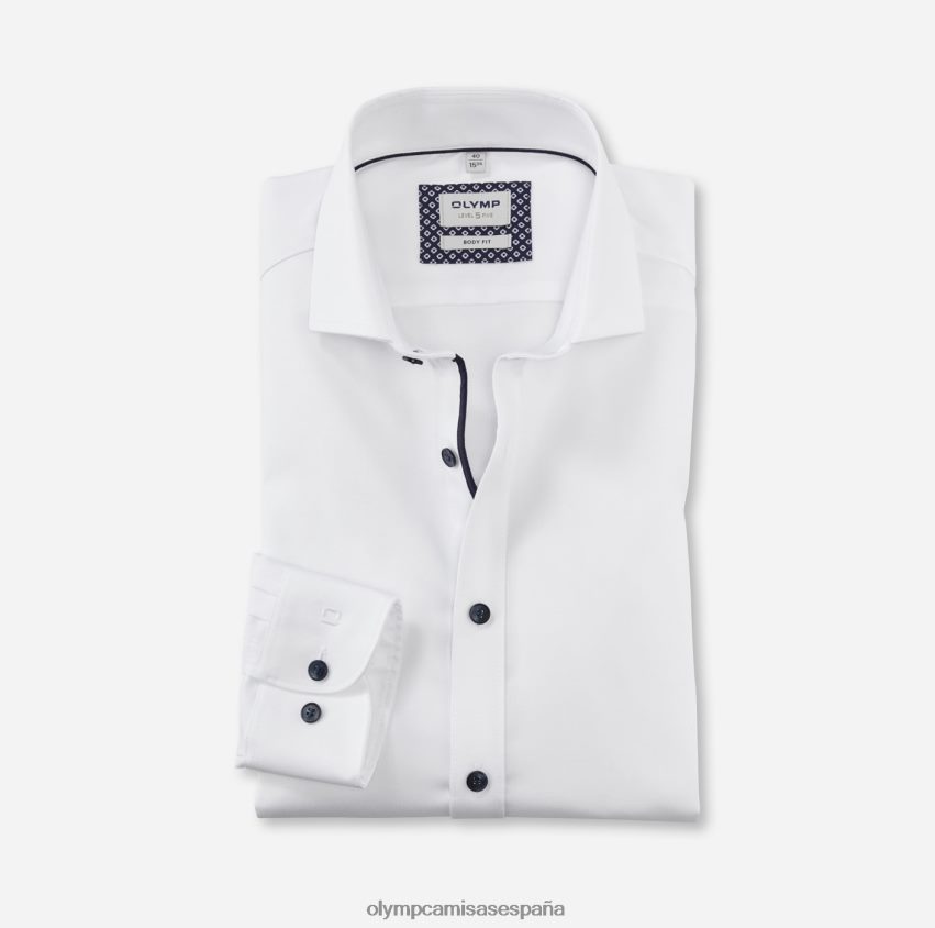 ropa OLYMP ajuste corporal nivel cinco, camisa de negocios, royal kent, blanco 8N2F477