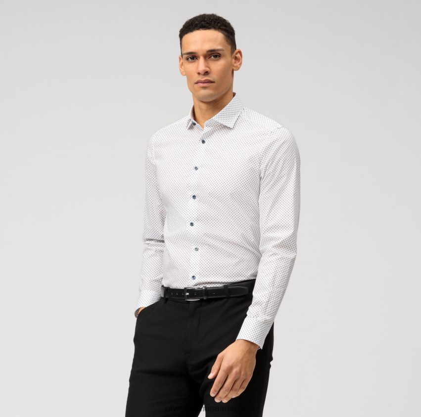 ropa OLYMP ajuste corporal nivel cinco, camisa de negocios, royal kent, blanco 8N2F686
