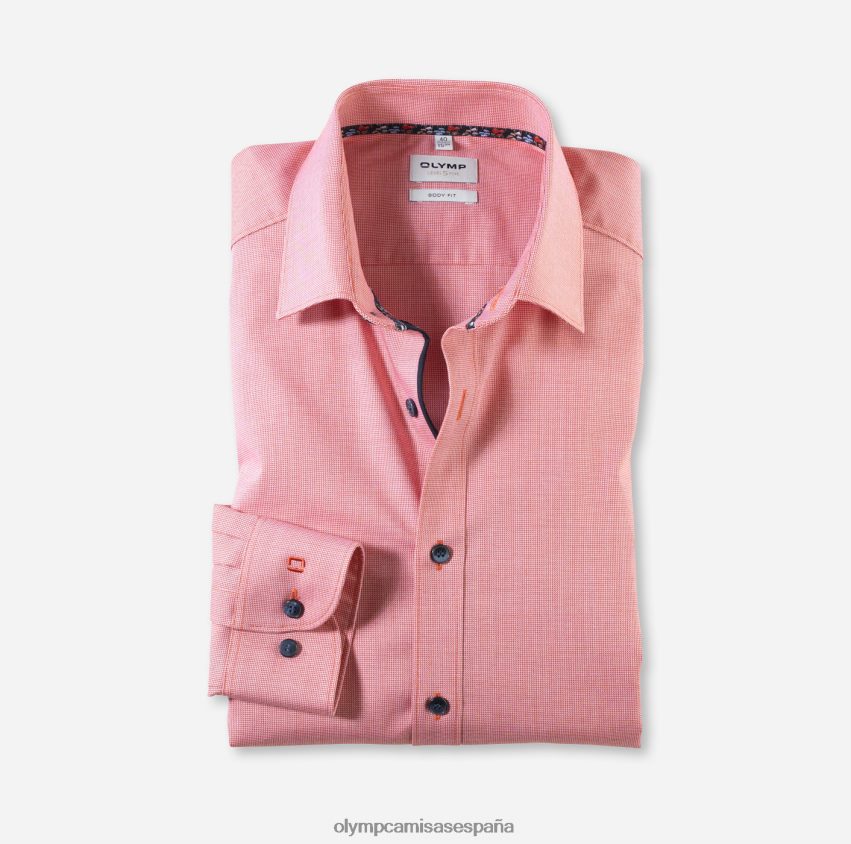 ropa OLYMP ajuste del cuerpo de nivel cinco, camisa de negocios, manga larga extra larga, nueva york kent, rojo 8N2F908