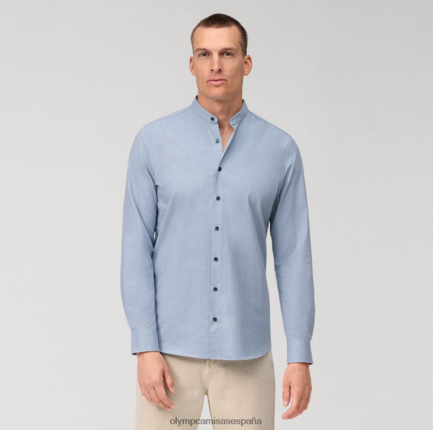 ropa OLYMP nivel cinco 24/7 body fit, camisa business, cuello alto, azul 8N2F434