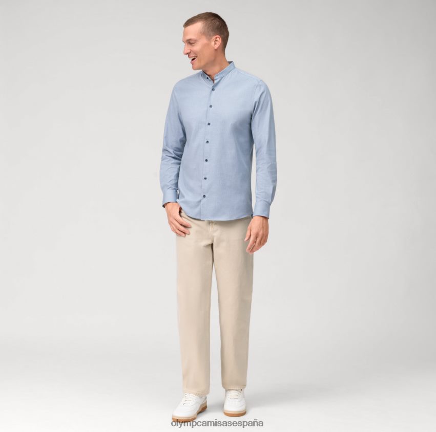 ropa OLYMP nivel cinco 24/7 body fit, camisa business, cuello alto, azul 8N2F434