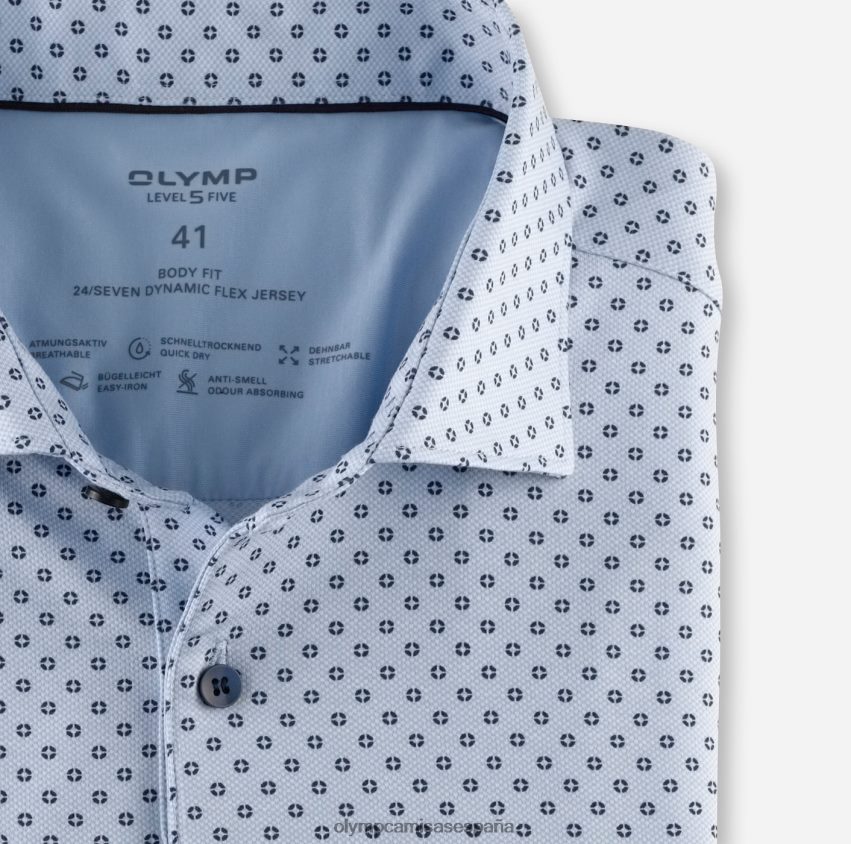 ropa OLYMP nivel cinco 24/7 body fit, camisa business, kent, azul 8N2F500
