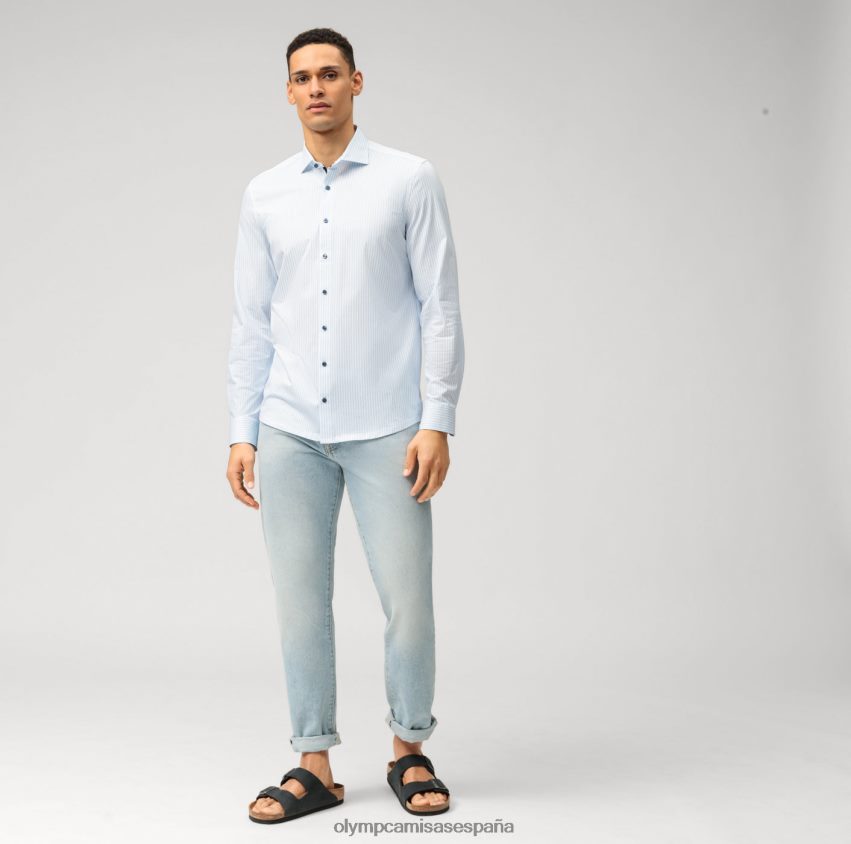 ropa OLYMP nivel cinco 24/7 body fit, camisa business, kent, azul 8N2F529