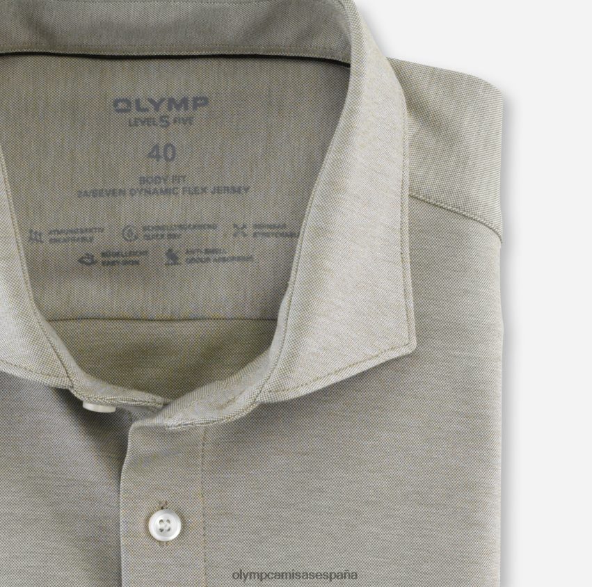 ropa OLYMP nivel cinco 24/7 body fit, camisa business, kent, caqui 8N2F808