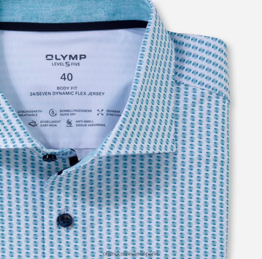 ropa OLYMP nivel cinco 24/7 body fit, camisa business, kent, esmeralda 8N2F608