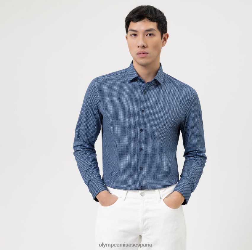 ropa OLYMP nivel cinco 24/7 body fit, camisa business, kent moderno, azul 8N2F367