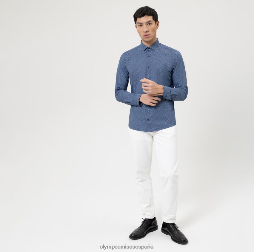 ropa OLYMP nivel cinco 24/7 body fit, camisa business, kent moderno, azul 8N2F367
