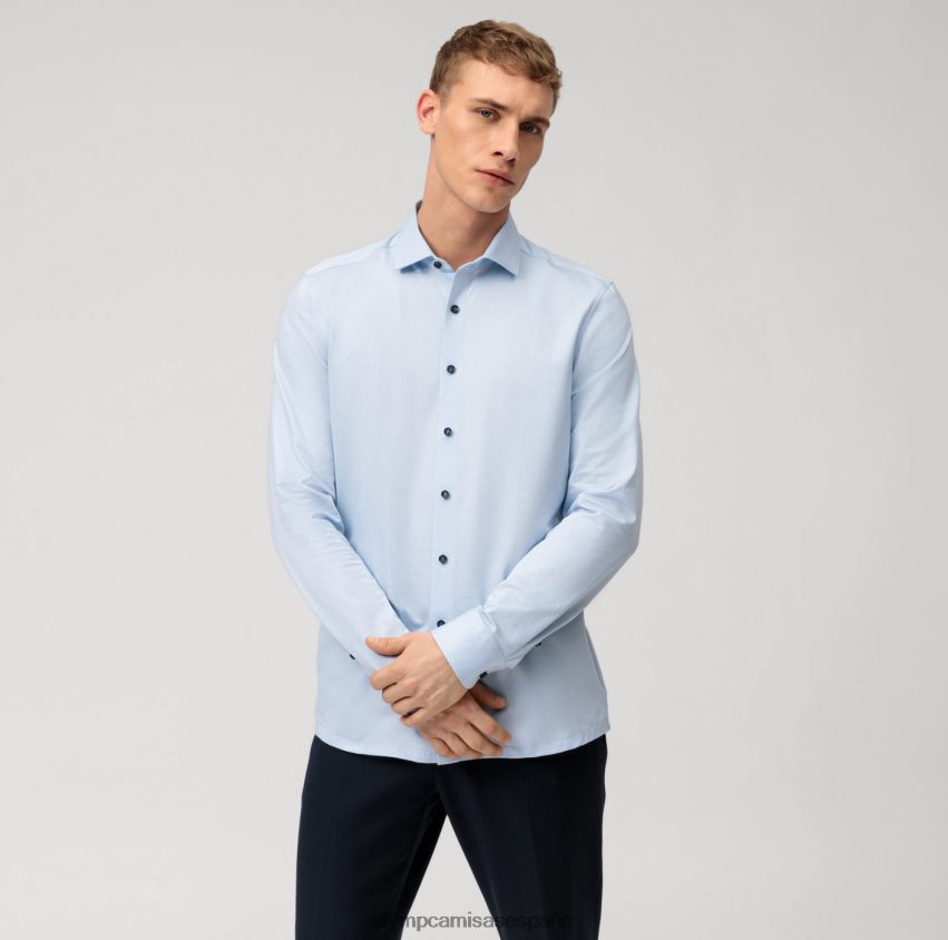 ropa OLYMP nivel cinco 24/7 body fit, camisa business, kent moderno, azul 8N2F385