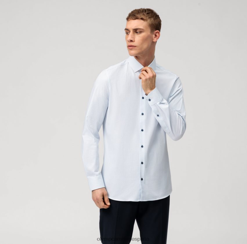 ropa OLYMP nivel cinco 24/7 body fit, camisa business, kent moderno, azul 8N2F398