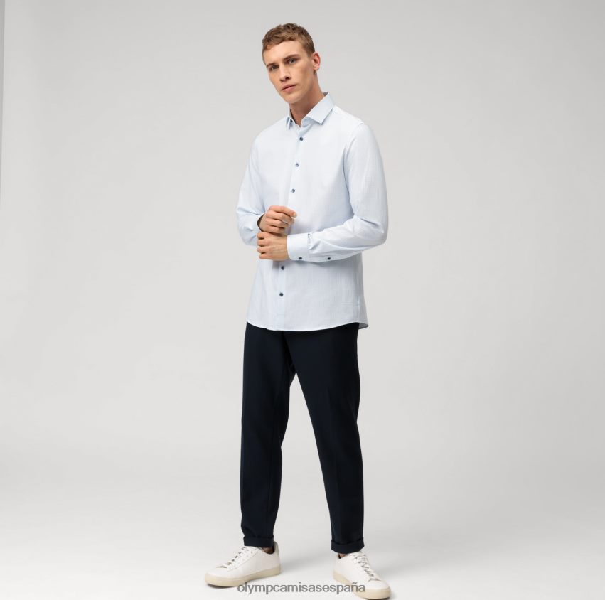 ropa OLYMP nivel cinco 24/7 body fit, camisa business, kent moderno, azul 8N2F398