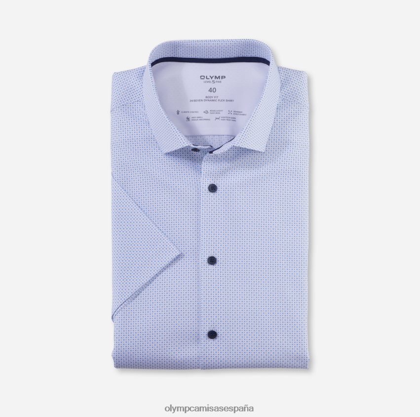 ropa OLYMP nivel cinco 24/7 body fit, camisa business, kent moderno, azul 8N2F464
