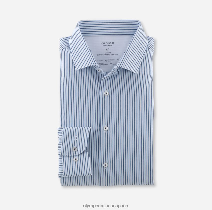 ropa OLYMP nivel cinco 24/7 body fit, camisa business, kent moderno, azul 8N2F548
