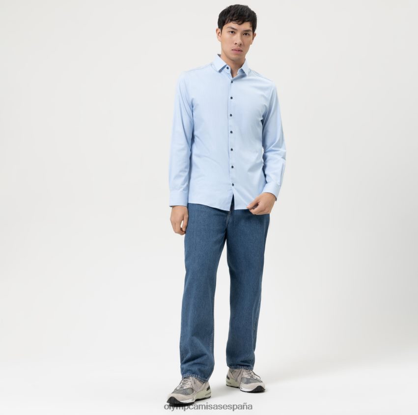 ropa OLYMP nivel cinco 24/7 body fit, camisa business, kent moderno, azul 8N2F573