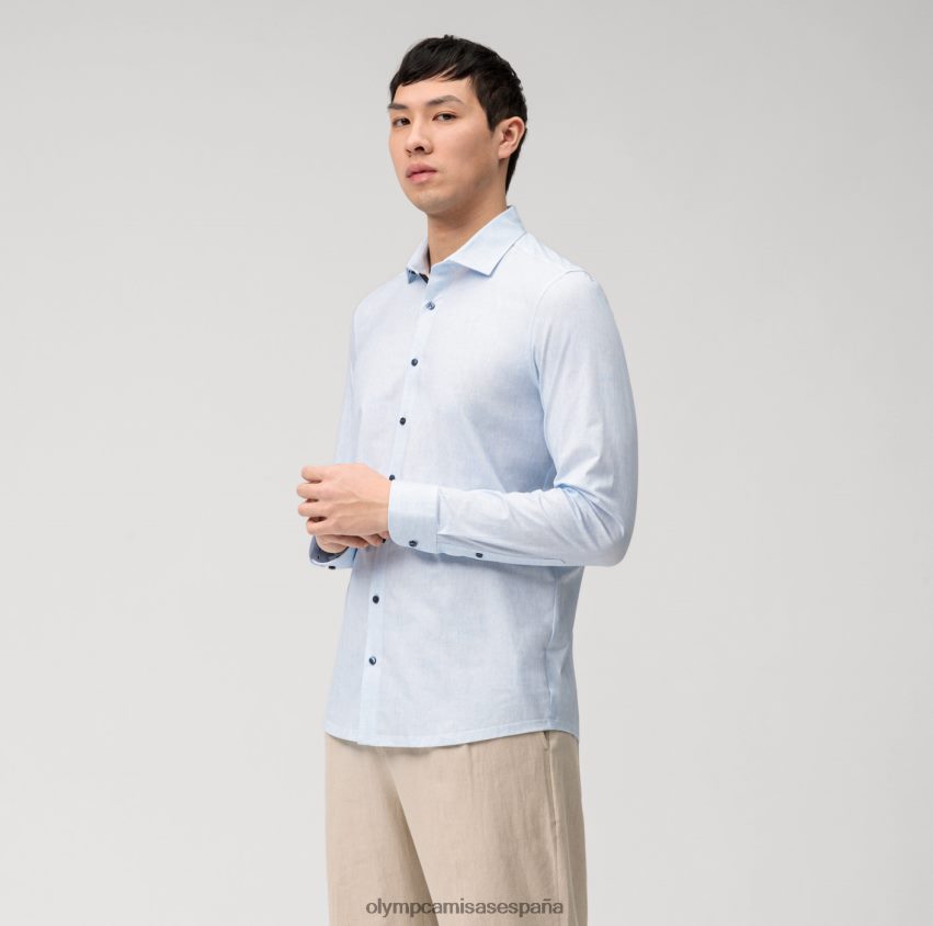 ropa OLYMP nivel cinco 24/7 body fit, camisa business, kent moderno, azul 8N2F594