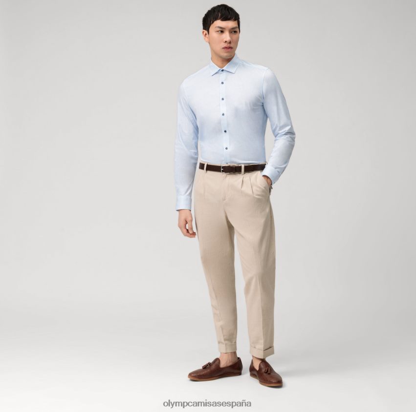 ropa OLYMP nivel cinco 24/7 body fit, camisa business, kent moderno, azul 8N2F594