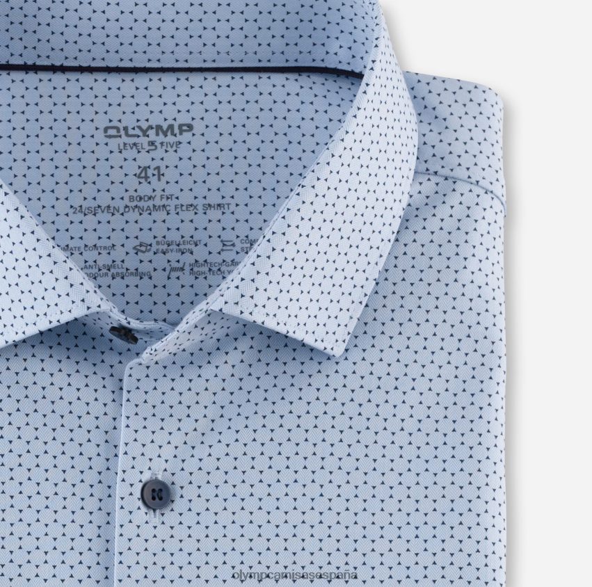 ropa OLYMP nivel cinco 24/7 body fit, camisa business, kent moderno, azul 8N2F740
