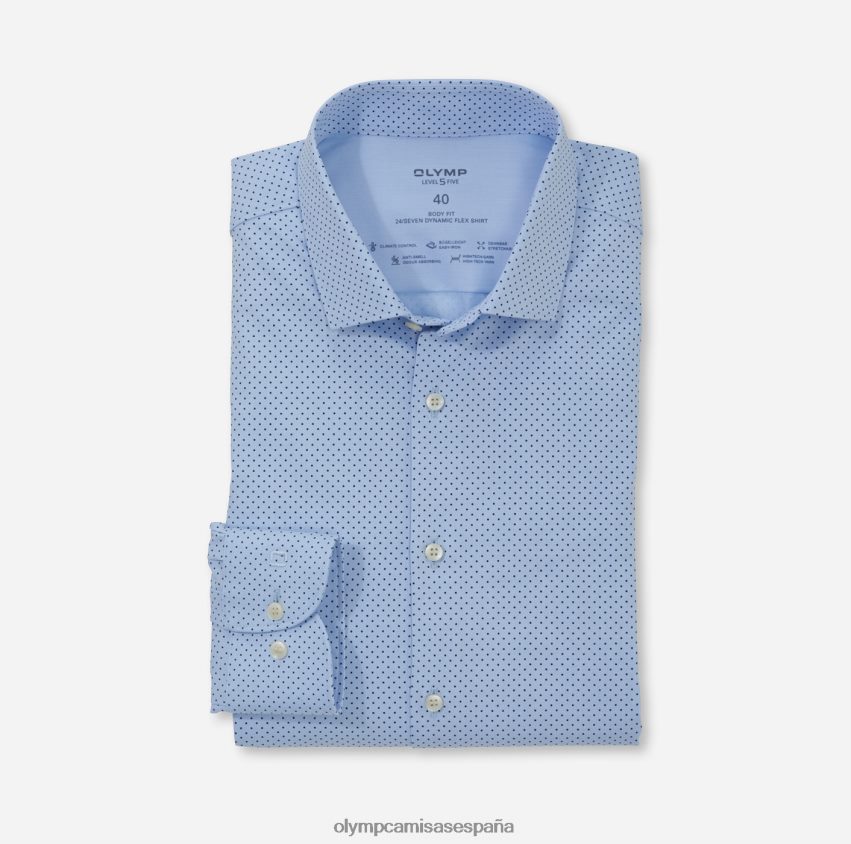 ropa OLYMP nivel cinco 24/7 body fit, camisa business, kent moderno, azul 8N2F832