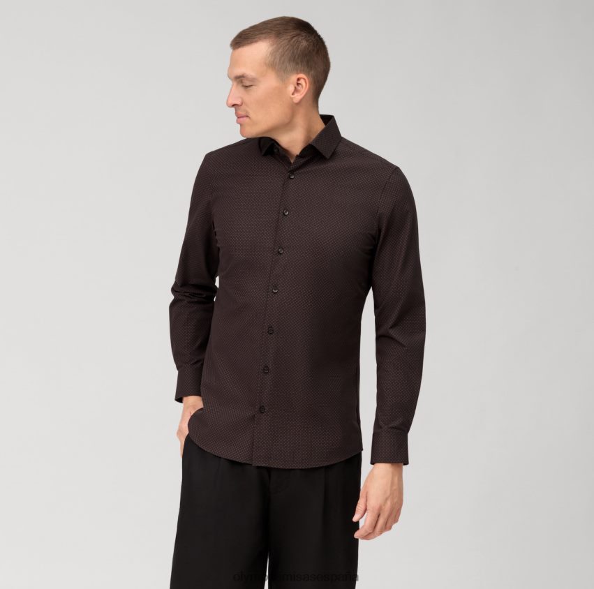 ropa OLYMP nivel cinco 24/7 body fit, camisa business, kent moderno, marrón rojizo 8N2F540