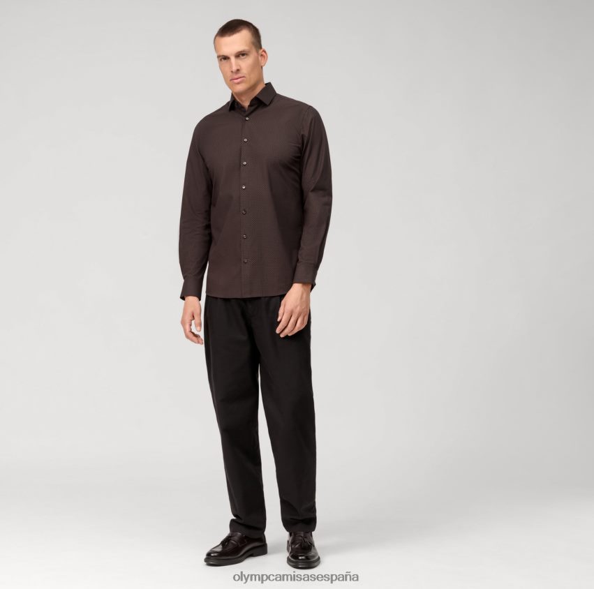 ropa OLYMP nivel cinco 24/7 body fit, camisa business, kent moderno, marrón rojizo 8N2F540